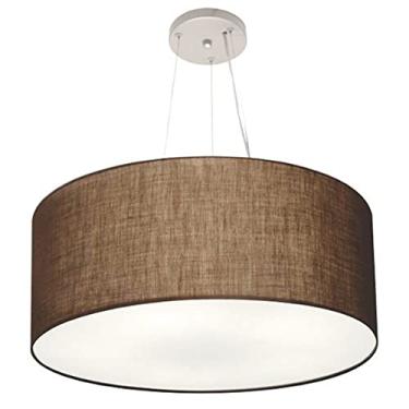 Imagem de Lustre Pendente Cilíndrico Cúpula Tecido 70x30 cm, Vivare Iluminação, Pendente4135 LC, Café, Grande