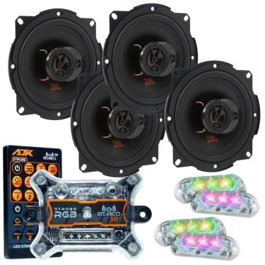 Imagem de Kit 4 Alto Falantes 5  JBL FLEX4 5TRFX55 220 Watts Rms + Kit 4 Strobo AJK 6W Ritimico 3.0
