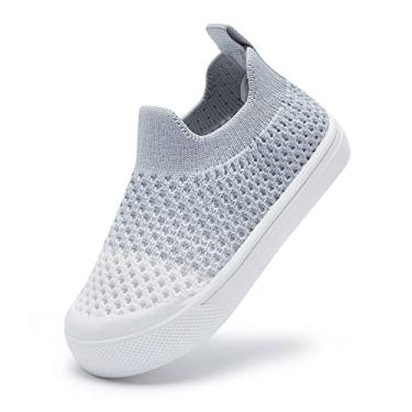 Imagem de BMCiTYBM Tênis para bebês meninas e meninos leve malha respirável primeiros caminhantes 6-24 meses, 3 - Cinza, 6-12 meses