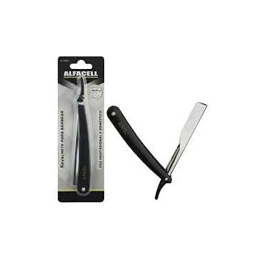 Imagem de Navalha Navalhete Cabeleireiro Corte Barbeiro Inox Aparador Barba Cabelo (Preto)