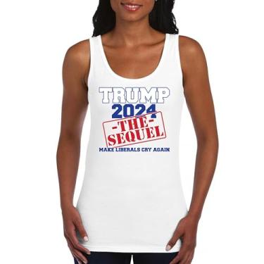 Imagem de Tee Hunt Camiseta regata feminina Trump 2024 The Sequel Make Liberals Cry Again MAGA President 47 FJB Let's Go Brandon Republican, Branco, XXG