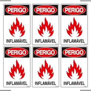 Imagem de Combo 6 Placas De Sinalização Perigo Inflamável 20x30 Ekomunike - S-208 F9e