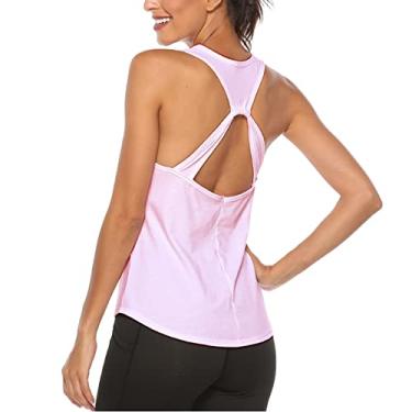 Imagem de Camiseta regata feminina com costas nadador com estampa estampada para sair, camiseta sexy de verão, blusa rodada, colete formal, rosa, G