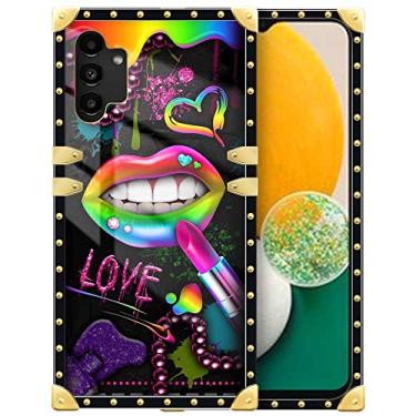 Imagem de Yuning419 Capa compatível com Samsung Galaxy A14 5G, TPU macio de luxo e parte traseira rígida de policarbonato para meninas e mulheres, capa protetora à prova de choque, lábios de batom