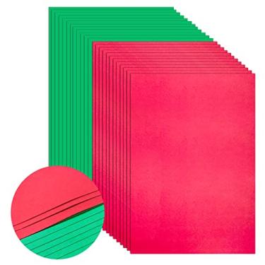 Imagem de 100 peças de papel grosso de cartão de Natal, papel cartolina verde vermelho A4 de 32 kg, cartolina impressa de espessura média para fazer cartões de Natal de ano novo, artes e artesanato, convites,