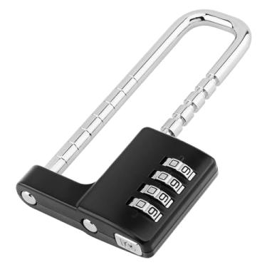 Imagem de HOJLKLD Fechadura de armário, cadeado de combinação de 4 dígitos, código de bloqueio de armário de academia de aço inoxidável longo ajustável para atividades ao ar livre, escola, armários esportivos,