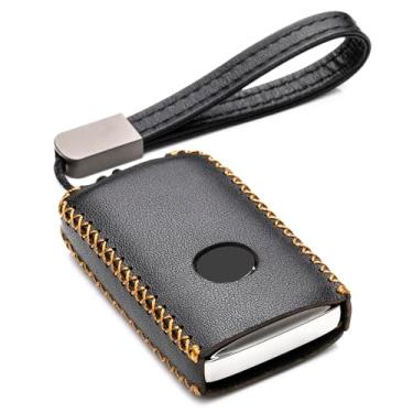 Imagem de Vitodeco Capa protetora inteligente de couro genuíno com porta-chaves de couro compatível com Mazda 3 2019-2021, Mazda 3 Hatchback, Mazda CX-5 2020-2021, CX-30, CX-9 (4 botões, preto)