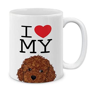 Imagem de MUGBREW Caneca de café de cerâmica I Love My Brown Toy Poodle xícara de chá, 325 ml