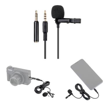 Imagem de Microfone Lavalier de lapela com clipe para Sony A7C II ZV-1 II ZV1 ZV-1F RX100 VII A6700 A6600 A6300 A6100 A7IV A7 III II A7S Canon G7X III M50 R50 R100 R RP Nikon ZZ6 Z7 Câmeras II Z30 Z50 e mais