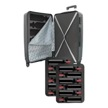 Imagem de Mala Para Transporte De Vinhos, Suporta 12 Garrafas, Woodland, Conjunto De Viagem, Estilo Adega, Preta