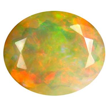 Imagem de Corte oval de qualidade de pedra de grau AAA+ 3,46 ct (13 x 11 mm) opala arco-íris etíope não aquecida genuína e extraída da pedra preciosa solta da Terra