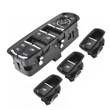 Imagem de IKUESM compatível com Porsche Panamera Cayenne Macan Passageiro lado do motorista janela elétrica botão de controle do elevador de vidro 10-2018 acessórios para carro(SET 1)