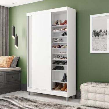 Imagem de Sapateira Diamante 2 Portas de Correr e 20 Prateleiras com Diferentes Níveis Yescasa Branco