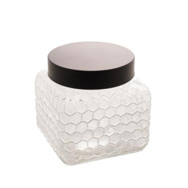 Imagem de WOLFF - Pote de Vidro com Tampa Preta Colméia 13x13cm 1,3l