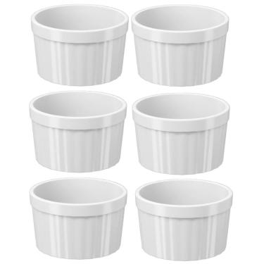 Imagem de Conjunto 6 Ramekins 220ml Canelado Branco Pote para Molho Mo