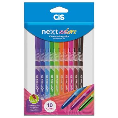 Imagem de CIS, Caneta Esferografica 0,7 mm NEXT, Estojo com 10 unidades Cores sortidas