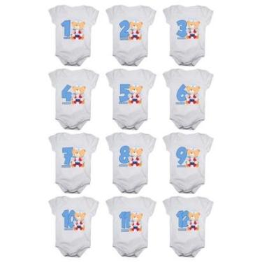 Imagem de Kit body mesversario manga curta ursinho marinheiro 12 bodies-Masculino