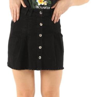 Imagem de Saia Jeans Onça Preta Colegial VE24 Preto Feminino-Feminino