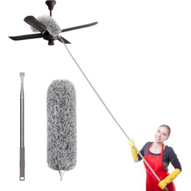 Imagem de Espanador de Pó Com Cabo Extensor - Microfibra, Extensível, Lavável, Ideal Para Teto, Ventiladores, Móveis, Lugares Altos, Limpeza Casa