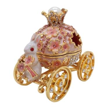 Imagem de Vaveren Caixa de joias de carruagem de, estátua, mini artesanato de mesa, coleção de bugigangas, organizador de joias para brincos de pingente, anéis, Rosa