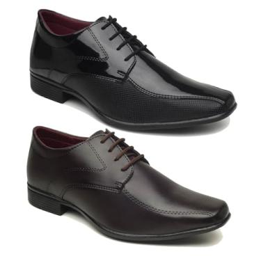 Imagem de KIT 2 PARES SAPATO SOCIAL MASCULINO OXFORD ESTILO ITALIANO PRETO E CAFÉ (43, PRETO/CAFÉ)