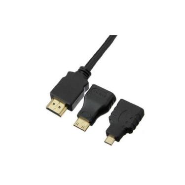Imagem de Cabo HDMI Xtrad 1.4 Full Hd 3 x 1 Adaptador Mini HDMI e Micro HDMI 1.8