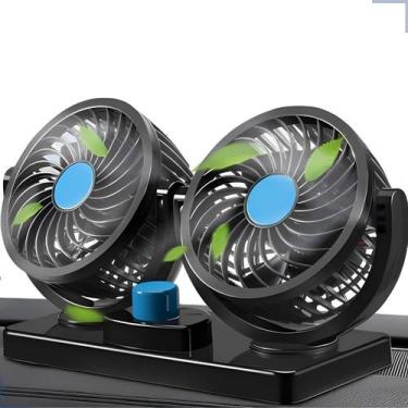 Imagem de Ventilador Mini 12v Carro Caminhão Duplo Ar Painel Ajustável - ZEM