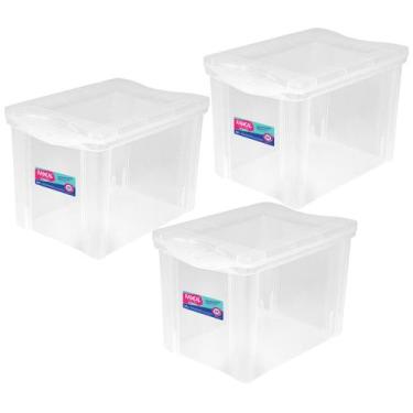 Imagem de Organizador Plástico 30L Tampa Transparente Ordene Kit 3