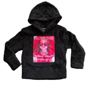 Imagem de Blusa De Pelinho Casaco Fechado Infantil Menina - OLYNS, 06, Preto