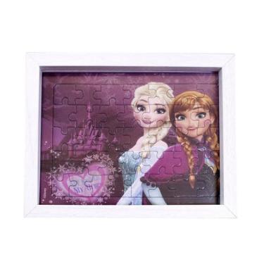 Imagem de Porta Retrato Quebra Cabeça Anna e Elsa Frozen 15X19cm - Disney