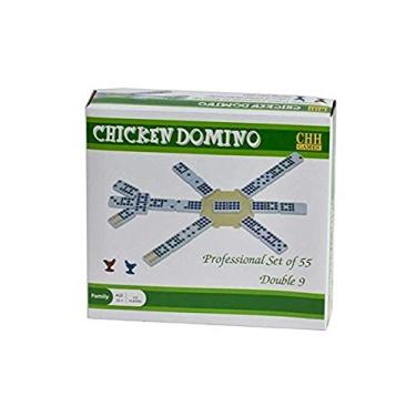 Imagem de CHH Dominoes de Galinha Profissional com Pontos de Cor, Peça Central e Marcador - Jogo de Azulejos para Toda a Família - Diversão com Animais - Tamanho: 1,75 x 7,13 x 16,63 cm - Idade: Todos os Idades