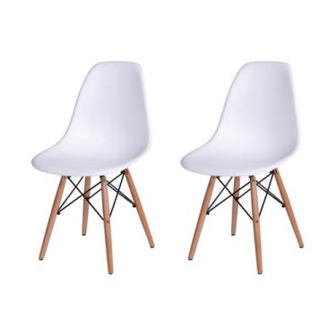Imagem de Kit 2 Cadeira Eames Design Base Madeira Assento Branca - UPHome, 50440
