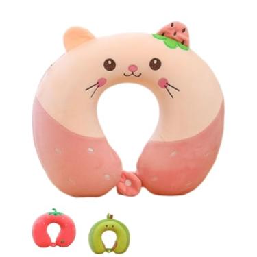 Imagem de Travesseiro de viagem infantil, travesseiro de pescoço de espuma de memória, em forma de U, respirável para viagens, carro, casa, escritório (C)