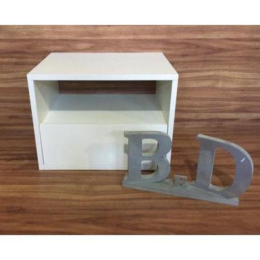 Imagem de Mesa de cabeceira suspenso branco com gaveta e nicho mdf 1 unidade - B