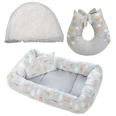 Imagem de Ninho Redutor de Berço Light Com Mosquiteiro e Apoio Amamentar Safari Cinza