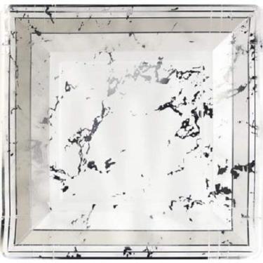 Imagem de Pratos de papel prata e cinza - 17,78 cm | Design de mármore | Pacote com 12