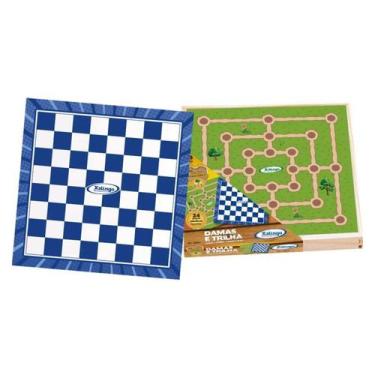 Imagem de Jogo Damas e Trilha Xalingo em Madeira Reflorestada