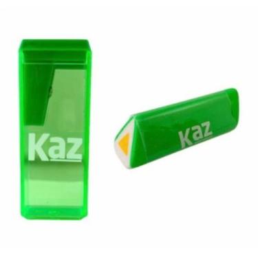 Imagem de Kit Apontador Coletor + Borracha Kaz Uso Escolar Colorido, Verde