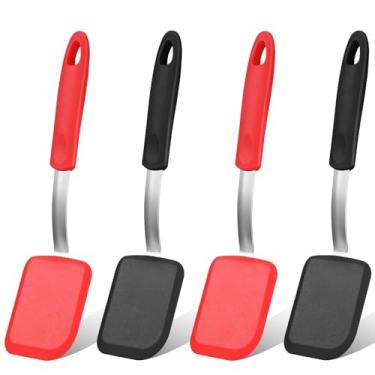 Imagem de Gejoy 4 espátulas de silicone para biscoitos, mini espátulas de brownie, espátulas flexíveis de silicone, antiaderentes, resistentes ao calor, sem arranhões, flipper, utensílios de cozimento para