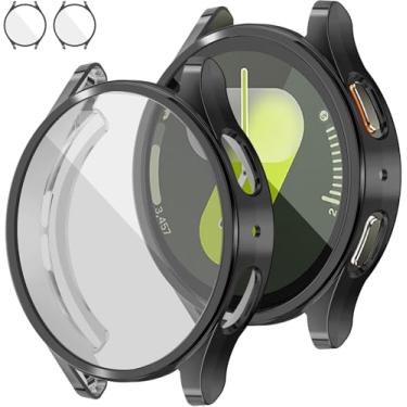 Imagem de Richone: Capa protetora de tela preta para Samsung Galaxy Watch 7 de 44 mm, proteção total, TPU macio, uso diário e proteção do relógio