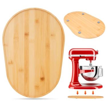 Imagem de Misturador deslizante deslizante compatível com batedeira KitchenAid Bowl Lift Mixer – Bandeja de bambu para armazenamento de bancada de cozinha, suporte deslizante para Kitchen Aid 5-8 L, batedeira profissional de 600 suportes