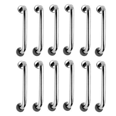 Imagem de Alça de Apoio Inox 30cm Barra Kit 12 Unidades Idoso Acessibilidade Banheiro Box Segurança Cadeirante Suporte Anti Queda