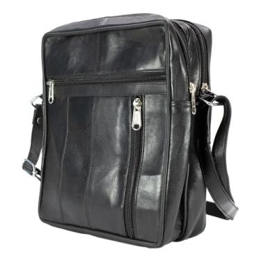 Imagem de Bolsa tiracolo masculina de couro Leatherboss - couro legítimo, alça ajustável e design elegante e atencioso, Preto