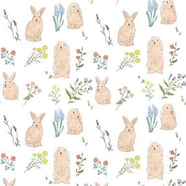 Imagem de Papel de parede de coelho de desenho animado papel de parede lavanda plantas flores papel de parede papel de contato para quarto sala de estar escritórios berçário banheiro cozinha casa parede