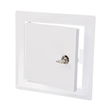 Imagem de ECOPRO VENT Painel de acesso de metal branco bloqueável de 15,24 cm x 15,24 cm. Painel de porta de eixo de serviço com chave. Canalização, eletricidade, aquecimento, painel de acesso à parede de alarme para drywall. Tampa do orifício de acesso aos serviços de banheiro.