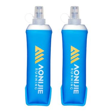 Imagem de AONIJIE Garrafa de água macia de TPU, garrafa de corrida dobrável para pacote de hidratação, livre de BPA, ampla abertura, para hidratação de esportes ao ar livre