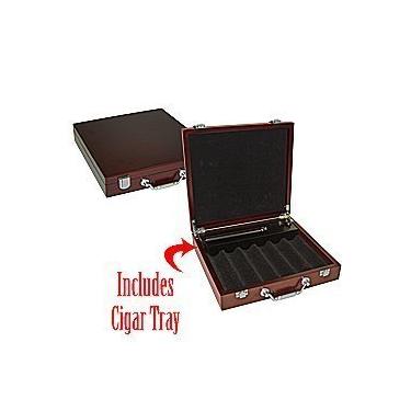 Imagem de Trademark Poker Caixa de fichas de pôquer com bandeja de charutos