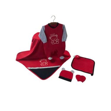 Imagem de Saida Maternidade Bebe de malha animais Menino - PEQUENO ANJO, Vermelh