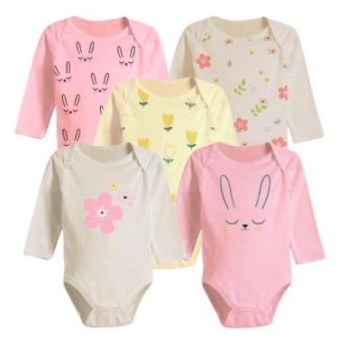Imagem de Kit Roupa De Bebê 5 Peças Body Estampado Manga Longa Enxoval - Koala B