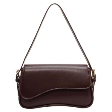 Imagem de Bolsa de ombro feminina Hobo Retro Evening Vegan Leather Underarm Bag Shoulder Tote Bags 2025, Café, Medium